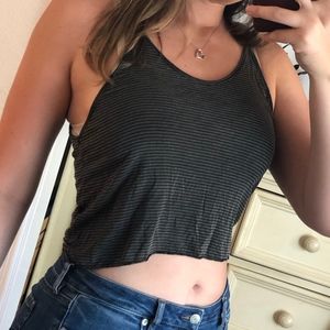 Brandy Melville Grey Striped Crop Top